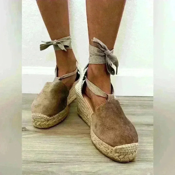 Lara Espadrilles Closed Toe Wedge Tie-Up Sandal Size 38 or US 7 - Picture 10 of 11